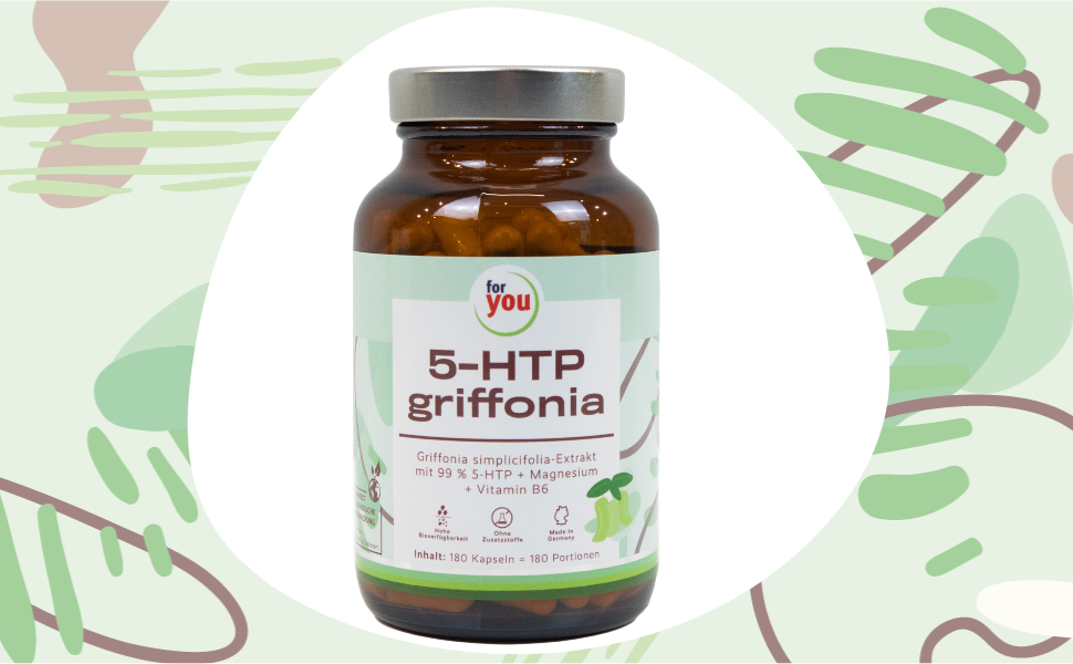 5 HTP griffonia I 180 Kapseln mit 100g hochreinem Griffonia Simplicifolia Extrakt 99, Magnesium