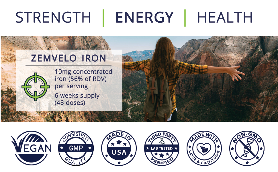 Features of ZemveloIron Supplements 55% Recommended Daily Value of Iron
