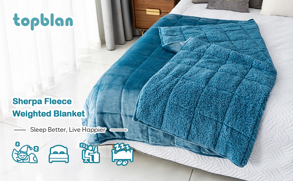 Topblan Sherpa Fleece Weighted Blanket 15lbs, Uniformed