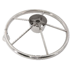 NovelBee 5 Spoke Dia.13-1/2" Stainless Steel Boat Steering Wheel with Control Knob and Cap