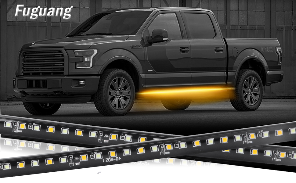 Fuguang 2PC 70inch Led Running Board Light Kits&Truck Side
