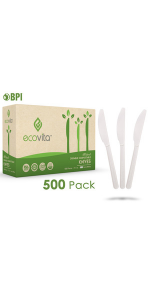 Compostable Biodegradable Bulk Size Knives Disposable Silverware Utensils Cutlery