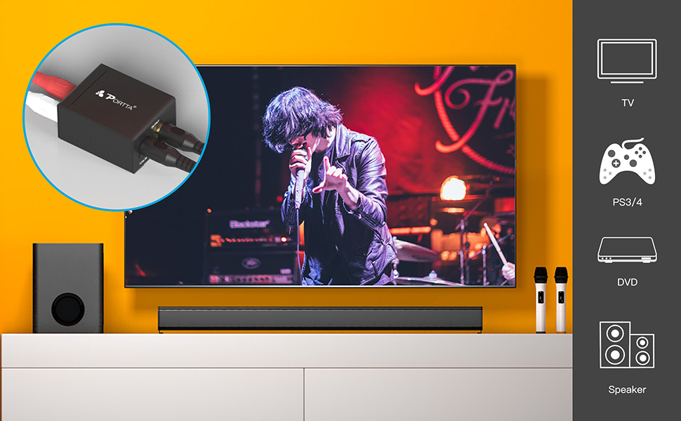 Analog to Digital Audio Converter, PORTTA Analogue 2 RCA R/L to SPDIF