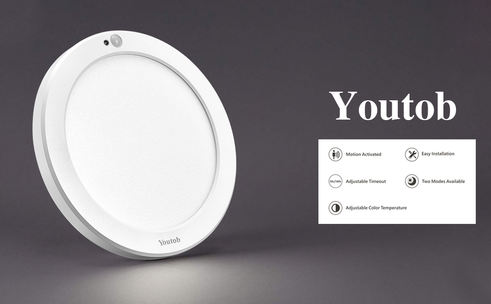 Youtob Motion Sensor Light LED Ceiling Light with 30s/180s Timeout