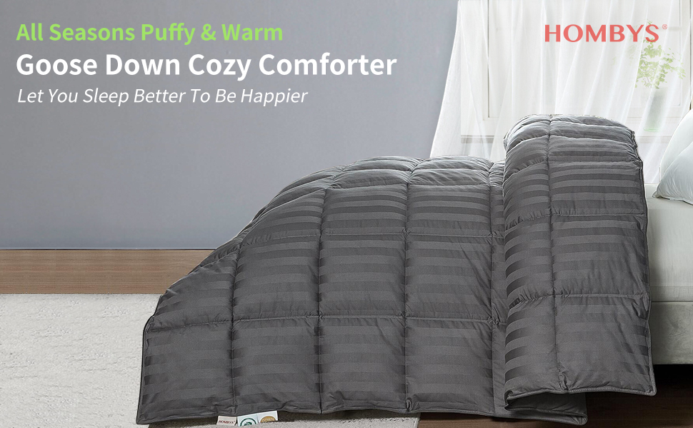 HOMBYS Goose Down Comforter King Duvet Insert All Seasons