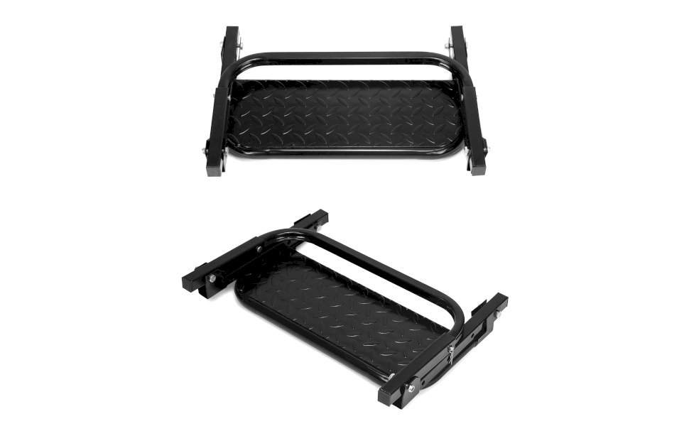 QWORK Universal Folding Tire Step, Adjustable Tire Mounted