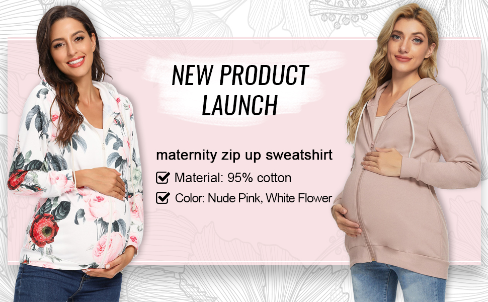 Glampunch Maternity Zip Up Hoodie Swea Long List price CinchedWaist Sleeve