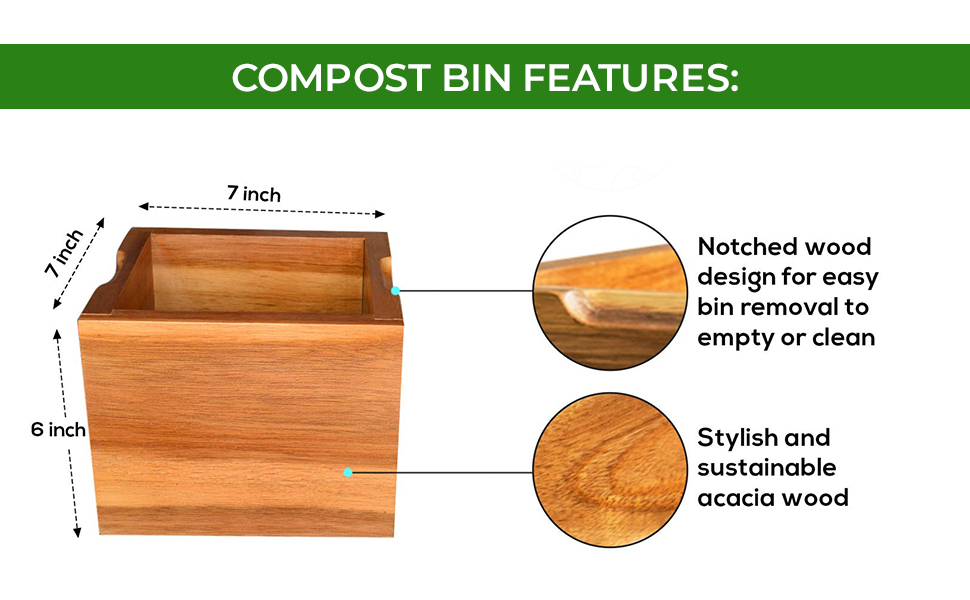 BelleMark Kitchen Compost Bin Rust Proof Stainless Steel