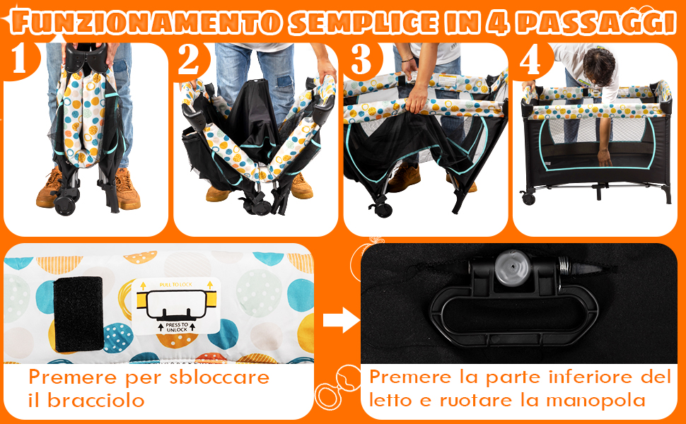 4 In 1 Culla Da Viaggio Lettino Per Neonati Box Portatile, Pieghevole Con Ruote E Materassino, Borsa Di Trasporto E Giochi Inclusi, Blu 13 1