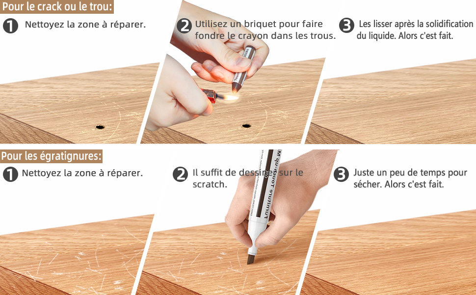 Peakally 17 pcs Stylos de retouche de Meubles Marqueur feutré Multiusages Kit de réparation de