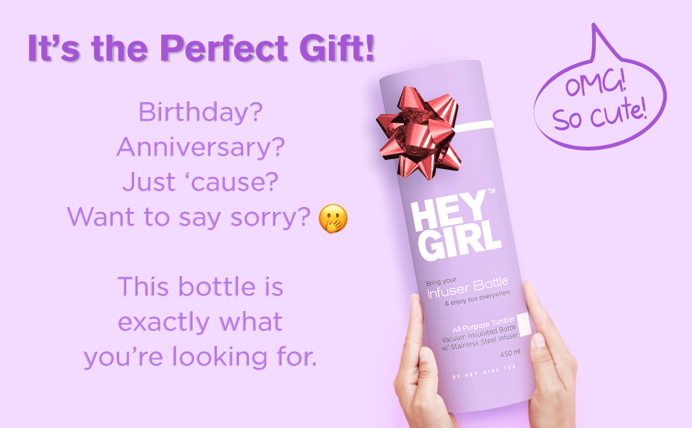 Hey Girl Tea Infuser Bottle 450ml Insulated Stainless