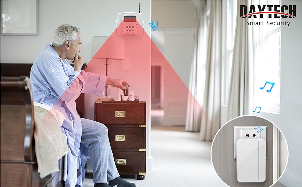Daytech Wireless Motion Sensor Alarm Indoor/Caregiver Pager