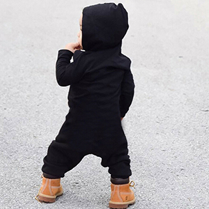 Newborn Baby Boys Girls Romper Toddler One Piece Solid Color Outfits Long Sleeve Hoodie Playsuit