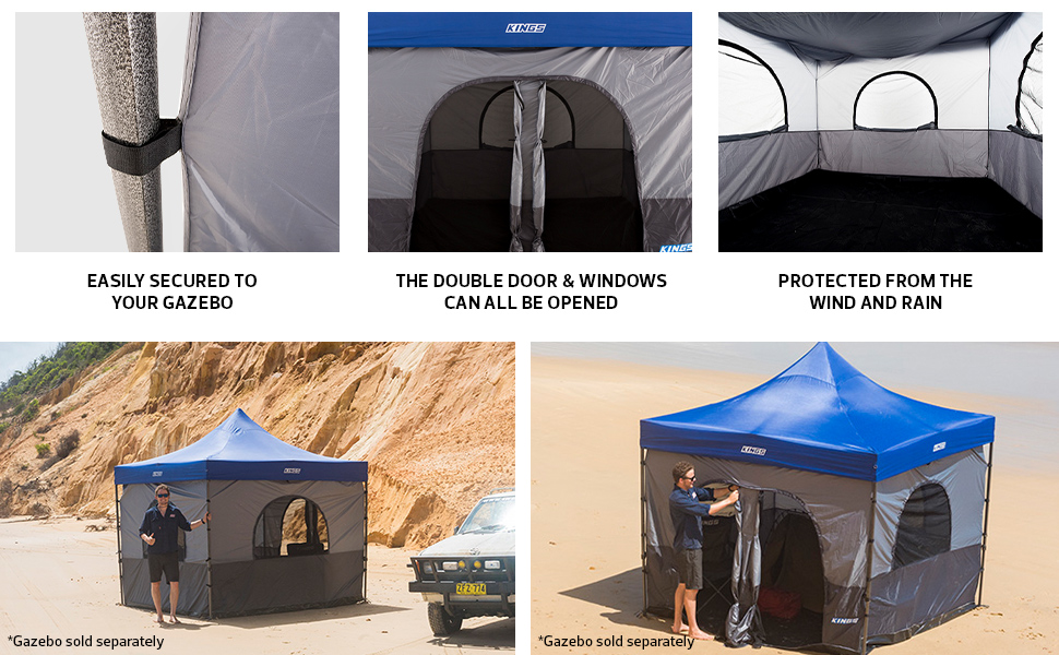 Adventure Kings Gazebo Camping Tent 3m x 3m Weatherproof Mosquito