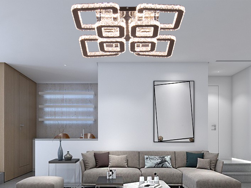 FRIXCHUR 20” Crystal Chandelier Square Crystal Flush Mount