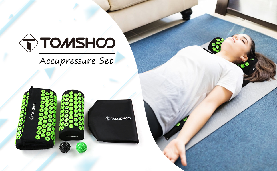 TOMSHOO Acupressure Set, Acupressure Mat and Pillow with 2pcs Massage