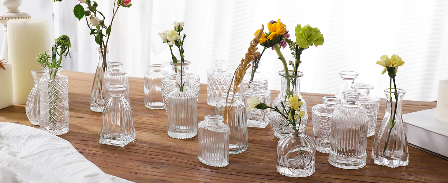 Vases for Flowers, Set of 20 Vintage Vases for Home Decor
