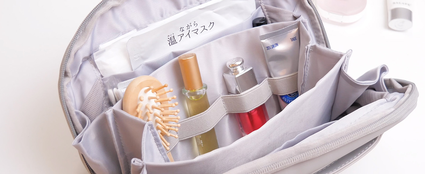 Amazon | 【 180度、ガバっと開く 】旅行用ポーチ メイクポーチ 大容量