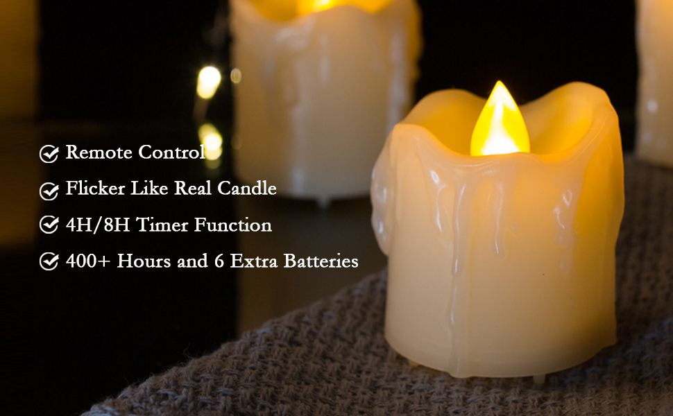Homemory 400+Hours 6 Pack Flameless LED Votive Candles with