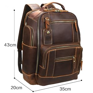 ★美品★　本革リュック【Lannsyne】 ダークブラウン　24L Amazon.co.jp: [Lannsyne] リュック 本革 メンズ バックパック