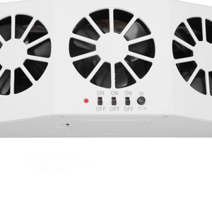 Luqeeg 3 Fans Solar Powered Car Cooler, Large Wide Angle, Portable Car Exhaust Ventilation Fan, Deodorant and Energy Saving, with Solar Location Outside The Window, White 35 3114220061411-3