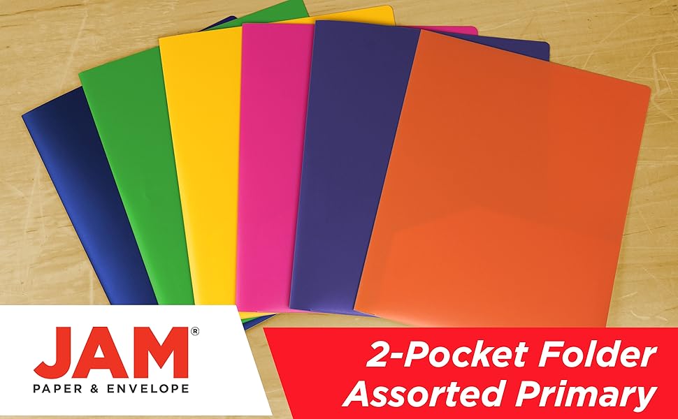 JAM PAPER Plastic 2 Pocket POP Folders Durable School