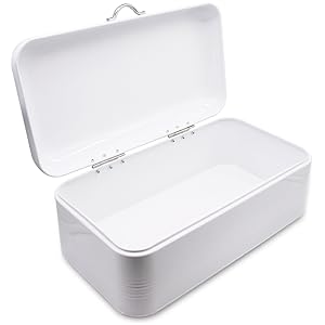 ホワイト メタル ブレッドボックス　ホーロー Amazon.com: Large Bread Box for Kitchen, Metal Bread Storage