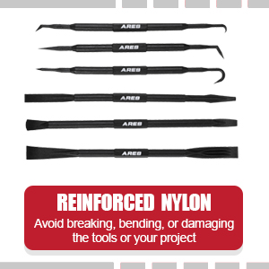 6-Piece Non-Marring Pick and Prybar Set includes reinforced nylon pry bars and precision picks