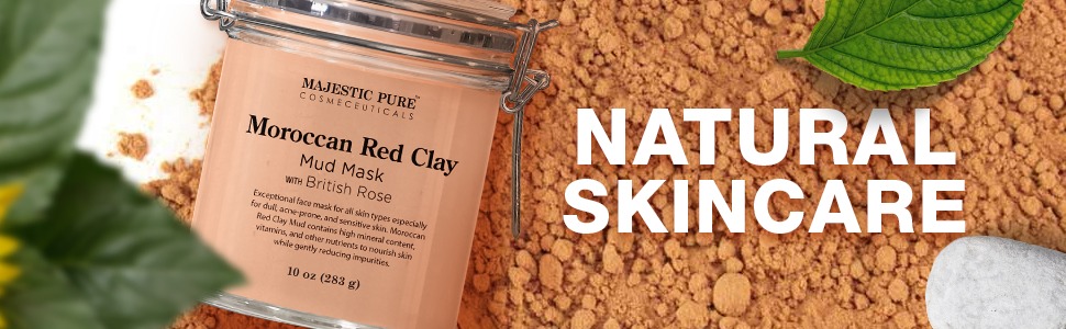 majestic pure authentic Moroccan red clay mud facial face mask masque best top premium pores acne 