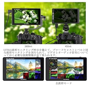 Amazon | FEELWORLD LUT6 カメラモニター 6インチ 2600nit超高