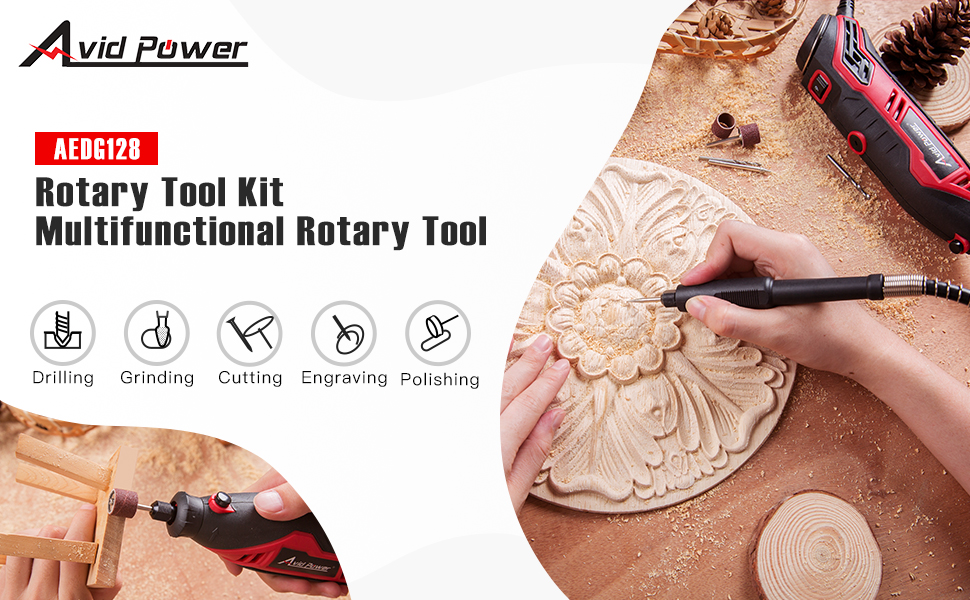 AVID POWER Rotary Tool with Flex Shaft 1.0 Amp Electric Rotary Tool, 6 Variable Speeds, 107