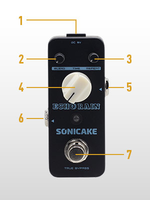 SONICAKE Echo Rain Analog-Style Hybrid Digital Delay Guitar Effects Pedal