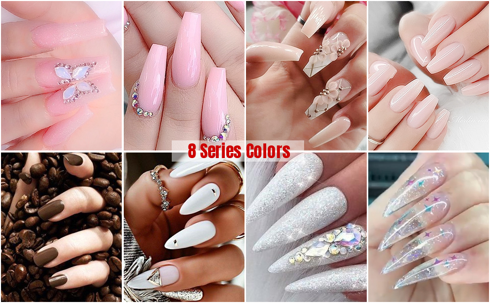 nagelverlangerung kit kastiny poly gel starter set mit mini uv lampe 8 farben gelnagel set mit slip losung strass glitter diy manikure kit fur valentinstag neujahr amazon de beauty