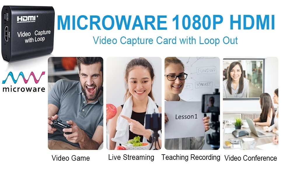 LEADNOVO Video HDMI Capture Card with Loop Out, 4K HD 1080P 60FPS USB 2