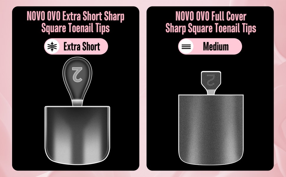 NOVO OVO Extra short sharp square toenail tips