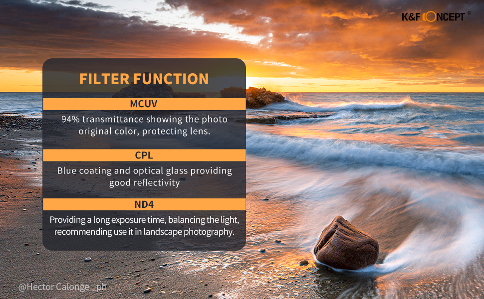 K&F Concept 46mm UV/CPL/ND Professional Lens Filter Kit (3