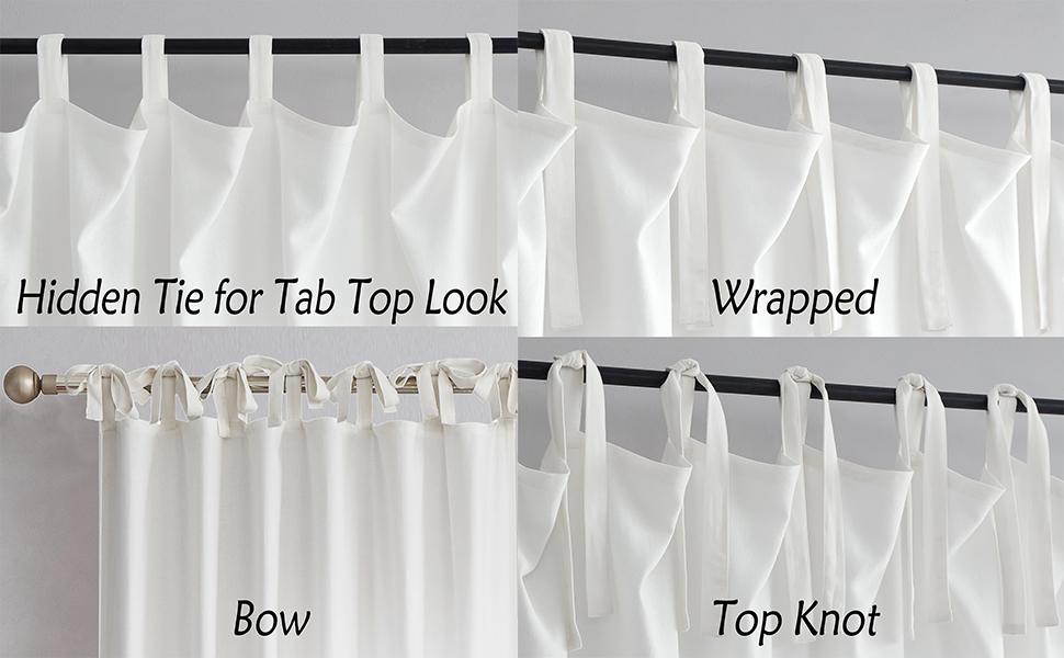 Central Park White Tie Top Curtain Semi Sheer Window