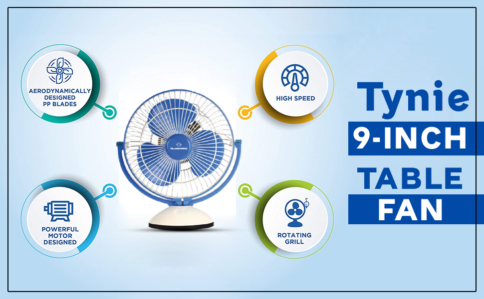 Buy Almonard Tynie Deluxe 225mm 3 Blade Table fan (White,Pack of 1) Online at Low Prices in