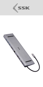 SSK USB C Docking Station,10 in 1 Type C HUB Upgraded Adapter