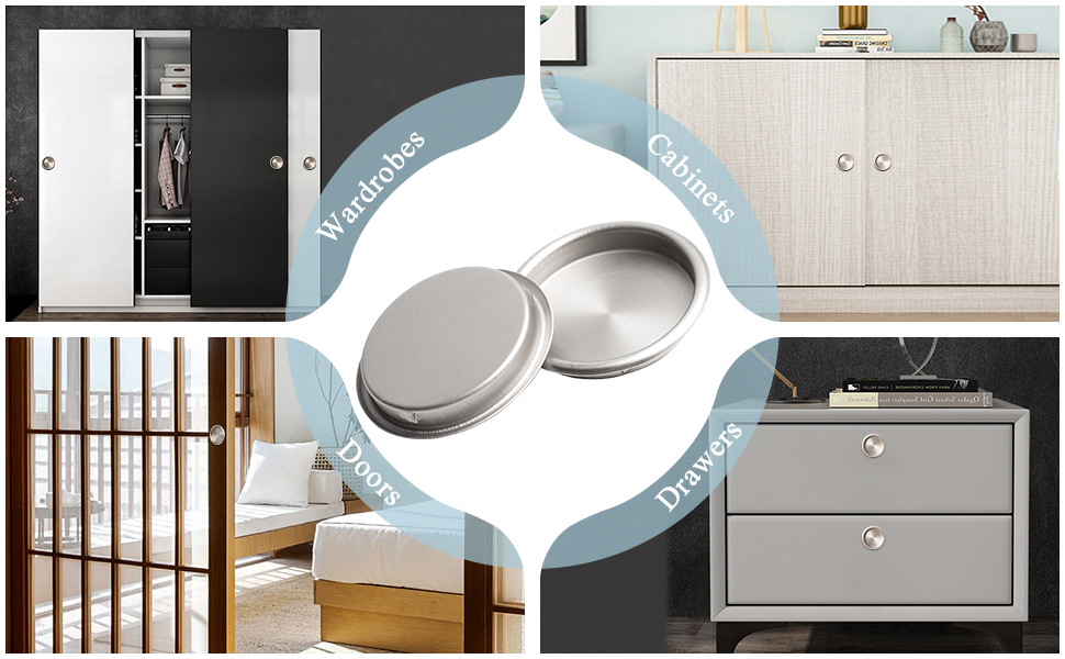 4PCS Closet Door Finger Pull Satin Nickel 21/8”, Easy