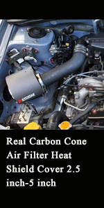 Real Carbon Cone Air Filter Heat Shield Cover 2.5 inch-5 inch