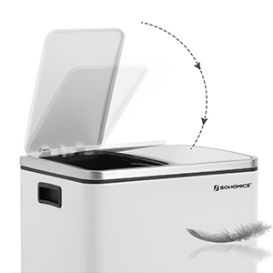 SONGMICS 30L Recycling Bin, Steel Rubbish Bin, Step Bin With Inner Bucket And Handles, 2 X 15 Liter For Kitchen, Soft Closure, Airtight, White LTB30WT 12 LTB30WT