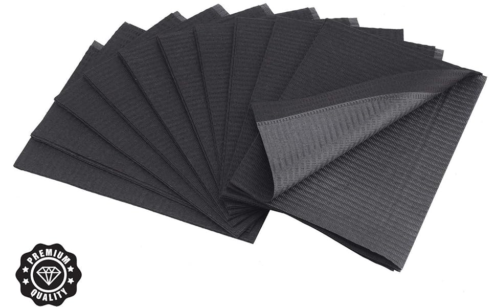 Pack of 500 Black Dental Bibs, Waterproof Bibs 13" x 18