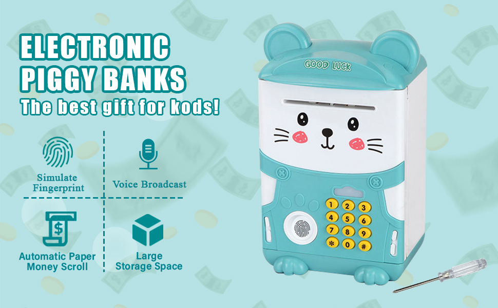 Koodon Electronic Piggy Bank,ATM Password Saving Bank for