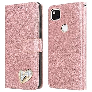 For Google Pixel 4A Case Shiny Leather Bling Glitter Book Card Holder Flip Stand Wallet Cover For Google Pixel 4A (5.81'') Phone (Rosegold) 13 17d82966 e7f6 4526 b2cd ed72e12c290b. CR0,0,1000,1000 PT0 SX300 V1
