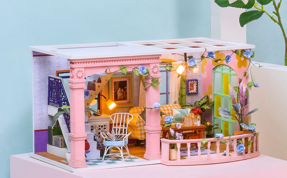 Amazon Com Rolife Tiny House Dollhouse Kit Miniatures Sweet Patio