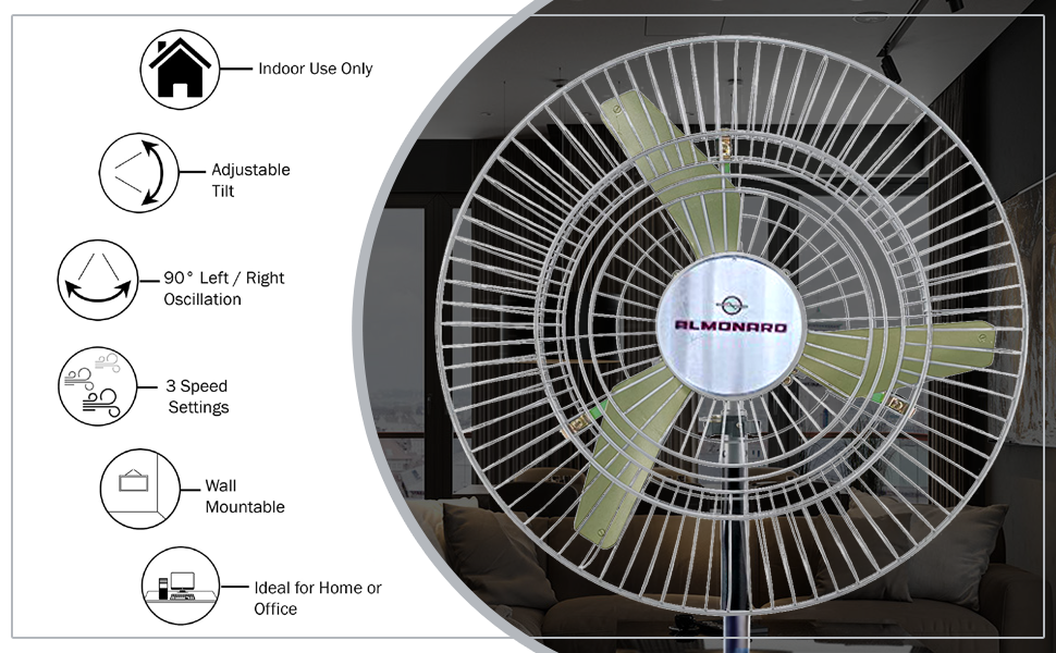 Almonard 24inch Air Circulator Wall Fan (600mm, Green) Amazon.in
