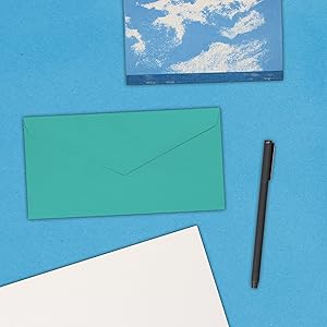 sea blue monarch colored envelope