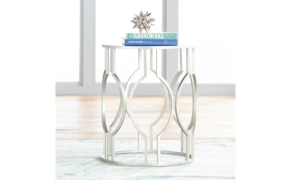 55 Downing Street Fara Modern Glam Luxe Metal Round Accent