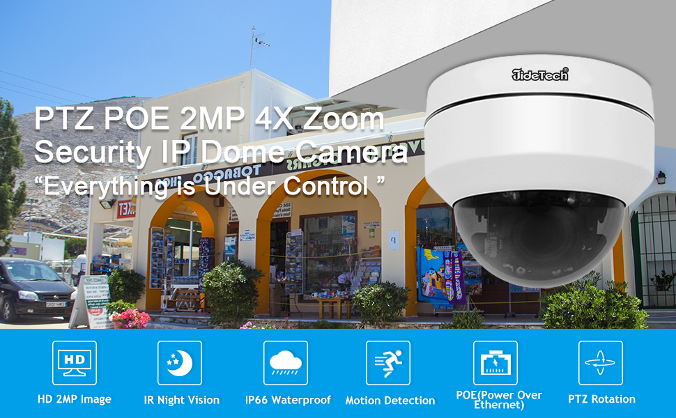 HD 1080P PTZ Outdoor POE Security IP Dome Camera with 3X Optical Zoom
